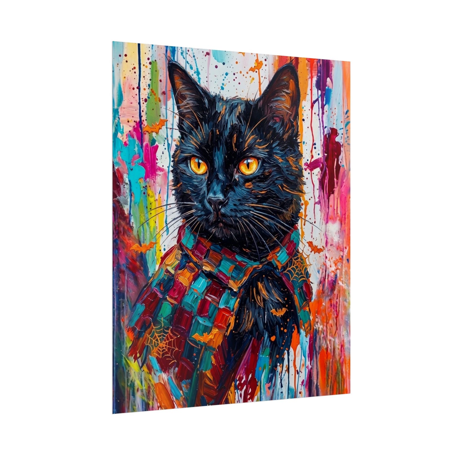 Colorful Cat Poster — Vibrant Black Cat Wall Art (Rolled Poster)
