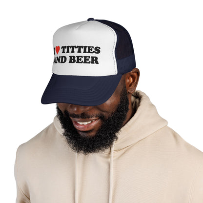 Trucker Hat - "I  Titties and Beer" Funny Novelty Cap