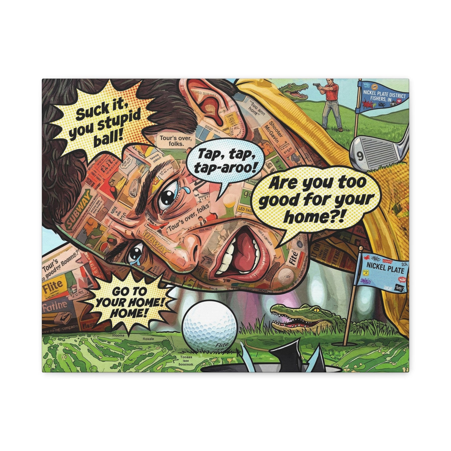 Happy Golf Pop Canvas Art — Matte Stretched Canvas Print