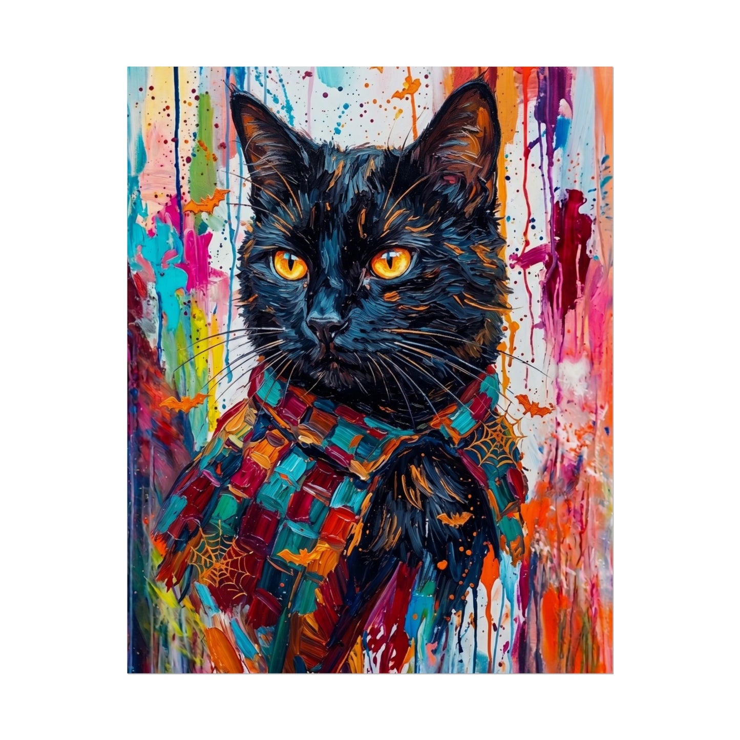 Colorful Cat Poster — Vibrant Black Cat Wall Art (Rolled Poster)