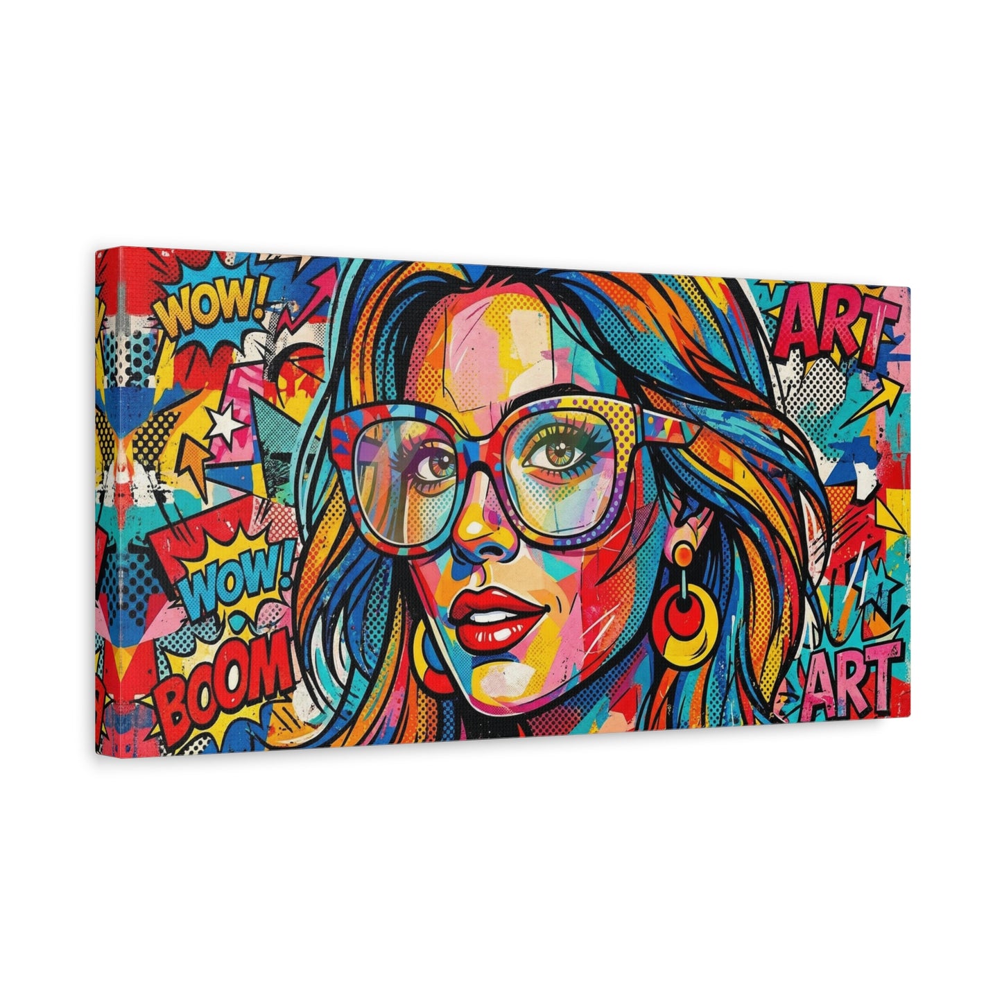 Pop Art Chic Canvas Print — Colorful Retro Neon Portrait