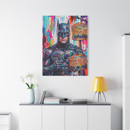 Colorful Gotham City Canvas Art - 'Welcome to Gotham City' Stretched Matte Print