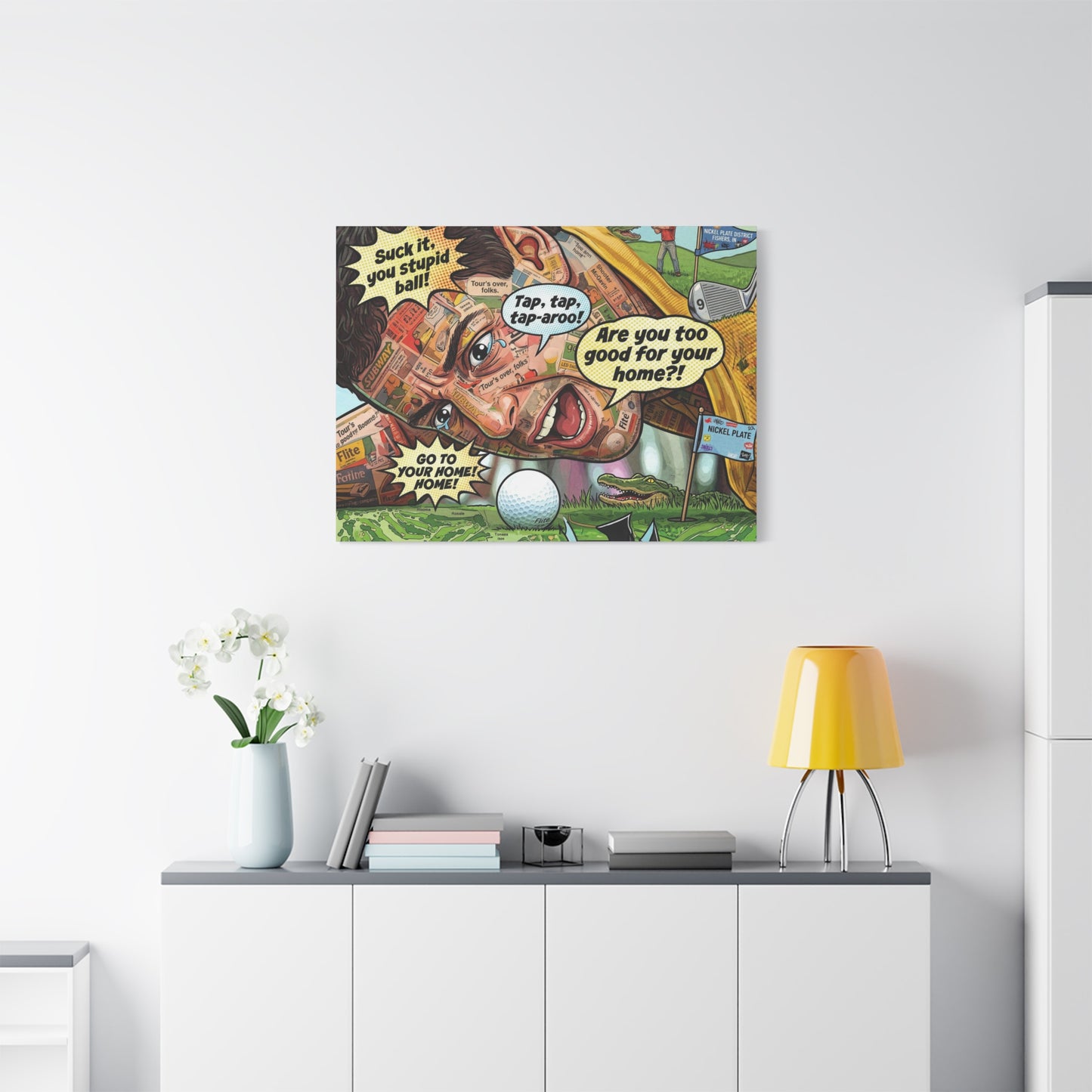 Happy Golf Pop Canvas Art — Matte Stretched Canvas Print