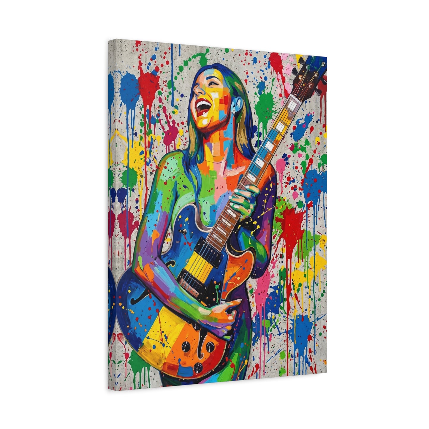 Colorful Guitarist Pop Art Canvas Print — Vibrant Music Wall Art