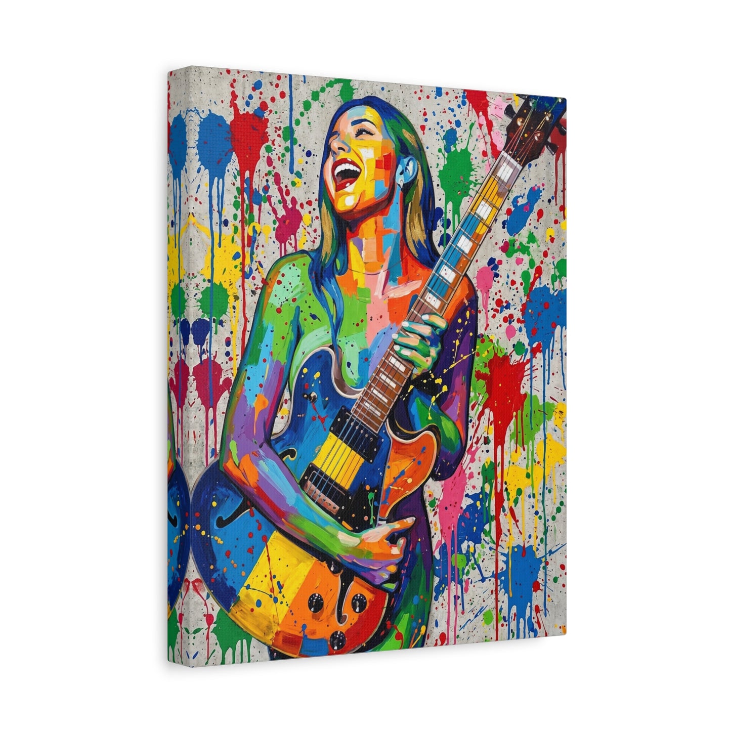 Colorful Guitarist Pop Art Canvas Print — Vibrant Music Wall Art