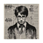 Vintage Newspaper Portrait Poster — Young Wizard Illustration Fine Art Print