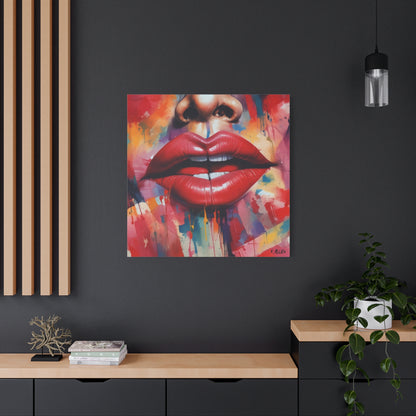 Bold Red Lips Pop Art Canvas — Matte Stretched Wall Art