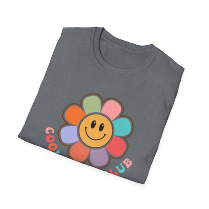 Cool Moms Club T-Shirt — Retro Floral Smiley Tee for Trendy Moms