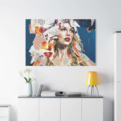 Pop Art Collage Woman Canvas Print — Modern Portrait Wall Art