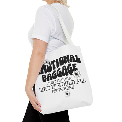 Tote Bag — "Emotional Baggage" Funny Quote Tote with Daisy Vibe