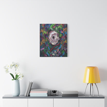 Abstract Floral Canvas Print — Colorful Impasto Rose Wall Art