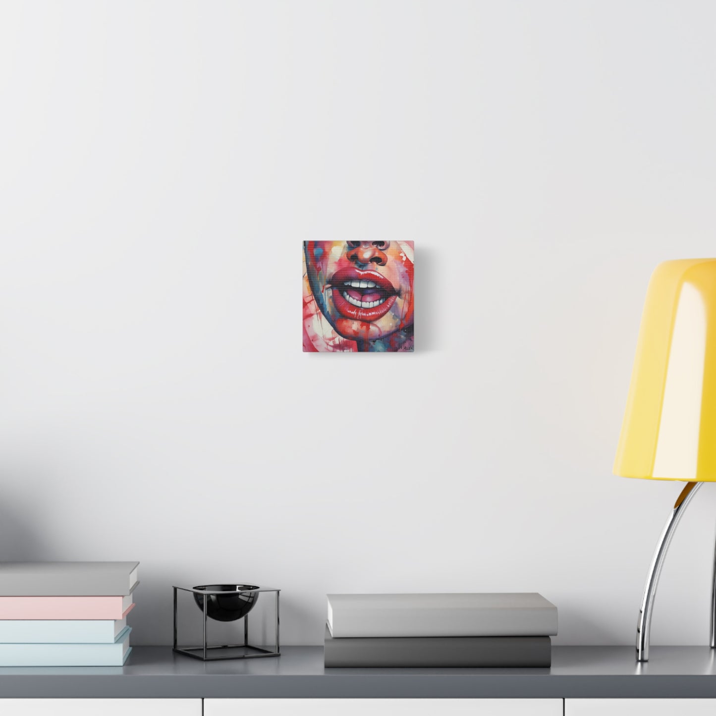 Colorful Pop Art Lips Canvas Wall Art – Vibrant Stretched Matte Portrait