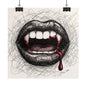 Vampire Bite Art Poster — Blood Drip Mouth Rolled Wall Art Print