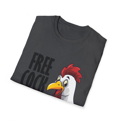 Graphic T-Shirt — "Free Cock Ride" Rooster Novelty Tee