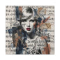 Swift Inspired Matte Stretched Canvas – "I Wake Up; I’m Alive" Mixed-Media Portrait Wall Art