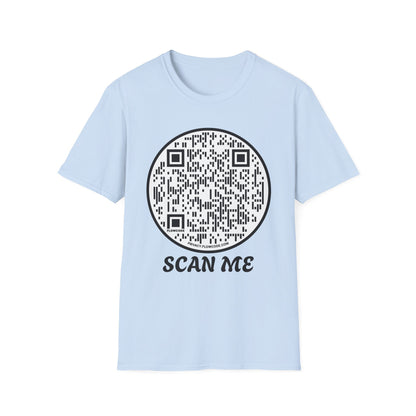 QR Code "Scan Me" T-Shirt — Interactive Novelty Shirt for Events & Gifts