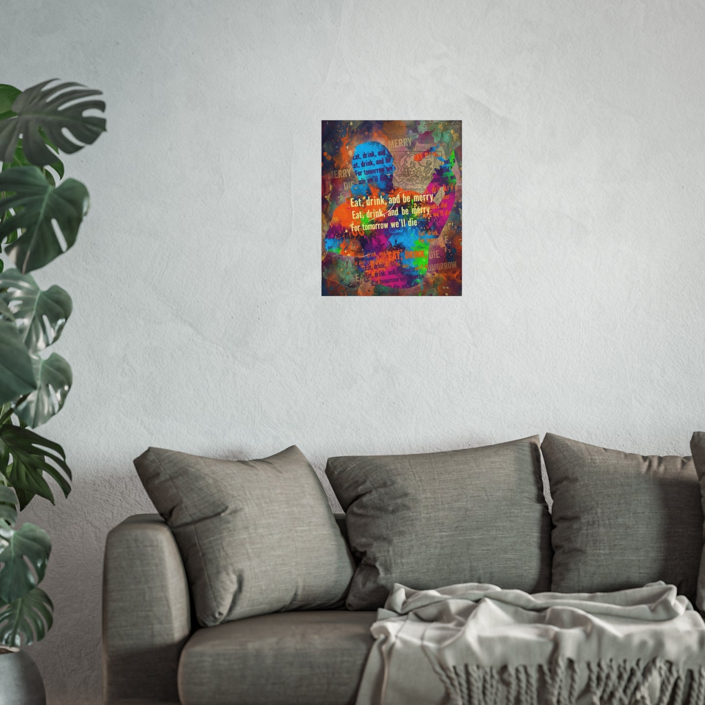 DMB Trippin Billies Art Poster Print — Colorful 'Eat, Drink, and Be Merry' Typographic Art Print