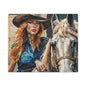 Cowgirl & Horse Collage Matte Canvas Print — Western Collage Art Wall Decor