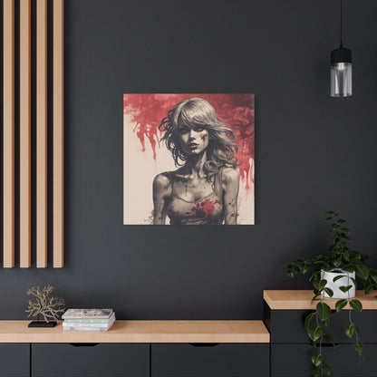 Bloody Swift Matte Canvas Print — Gothic Female Portrait Wall Art, Stretched 1.25"