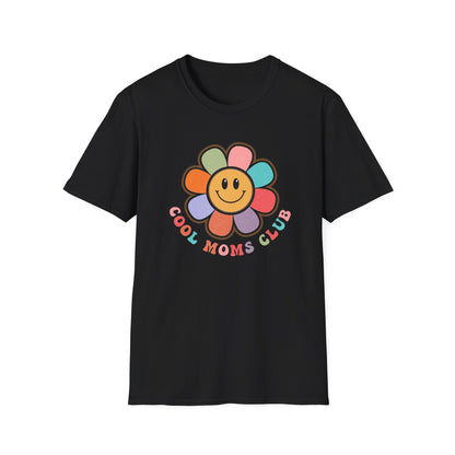 Cool Moms Club T-Shirt — Retro Floral Smiley Tee for Trendy Moms