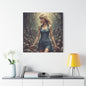 Zombie Swift Horde Canvas Print — Female Survivor Horror Wall Art (Matte Stretched 1.25")