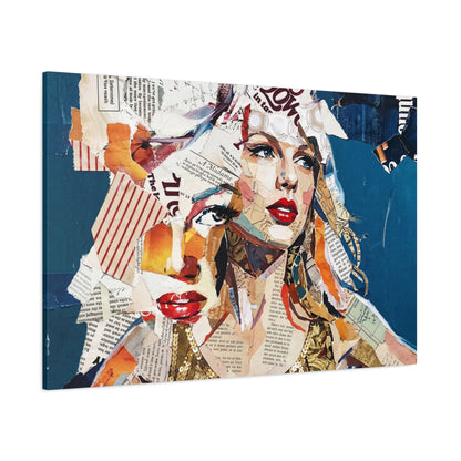 Pop Art Collage Woman Canvas Print — Modern Portrait Wall Art