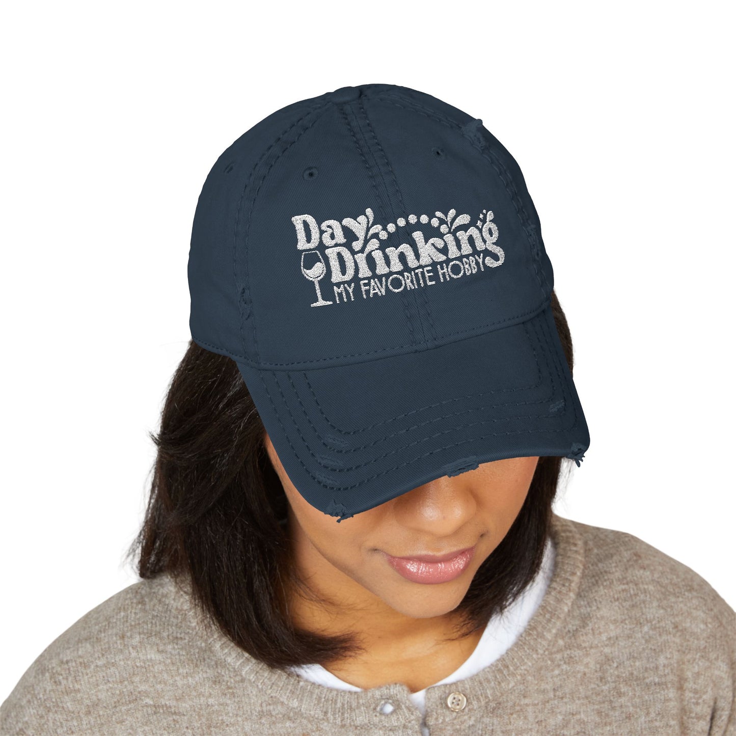 Day Drinking Squad Distressed Dad Hat — Embroidered Casual Baseball Cap