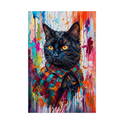 Colorful Cat Poster — Vibrant Black Cat Wall Art (Rolled Poster)