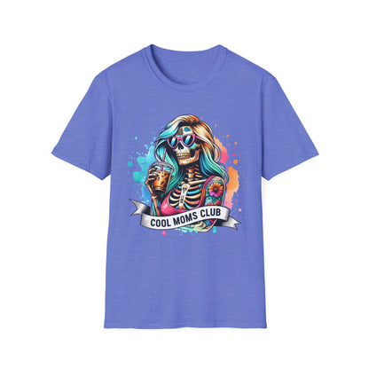 Cool Moms Club Skull T-Shirt — Colorful Day of the Dead Mom Graphic Tee