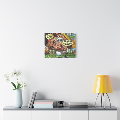 Happy Golf Pop Canvas Art — Matte Stretched Canvas Print