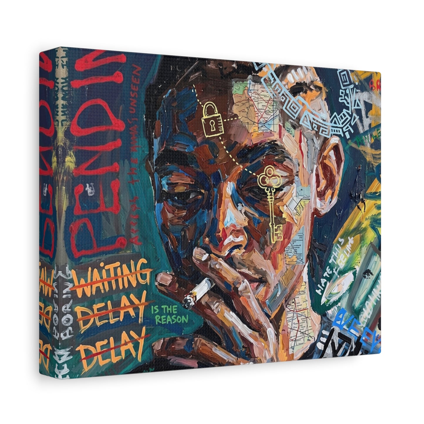 Urban Portrait Matte Canvas Print — 'Waiting Delay' Contemporary Street Art