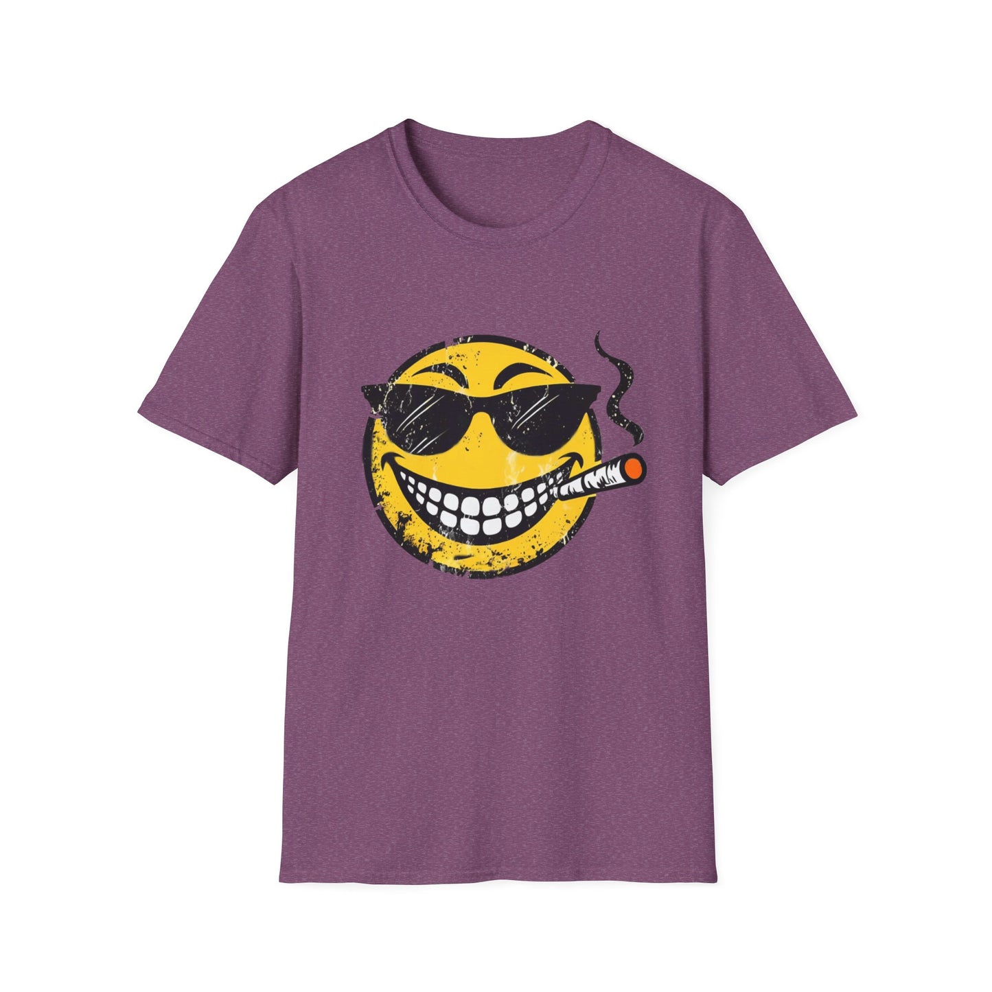 Smokin' Cool Emoji T-Shirt — Retro Grinning Face with Sunglasses & Cigar