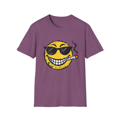 Smokin' Cool Emoji T-Shirt — Retro Grinning Face with Sunglasses & Cigar