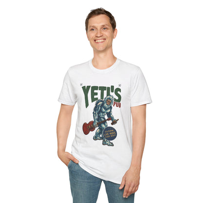 Yeti's Pub Graphic T-Shirt — Vintage Rock Band Snowman Design