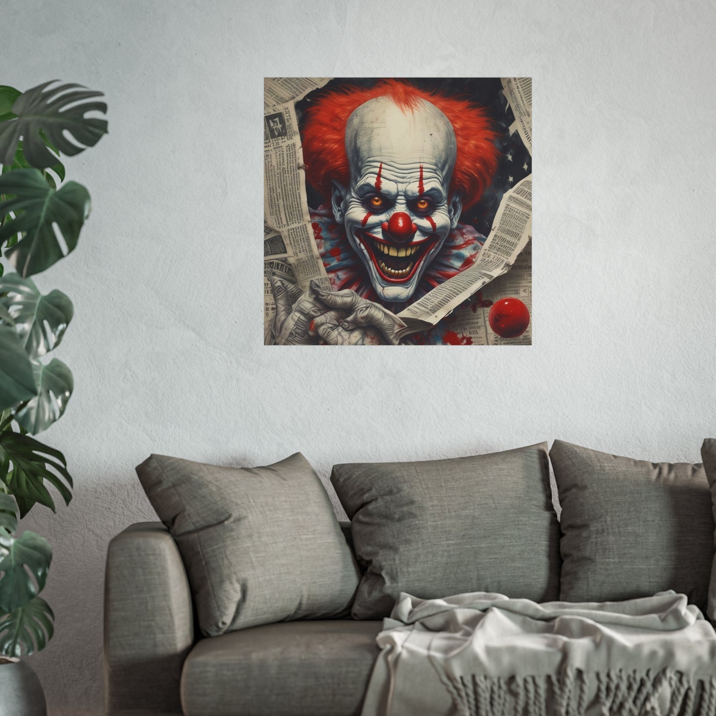 Creepy Pennywise-Style Scary Circus Wall Art