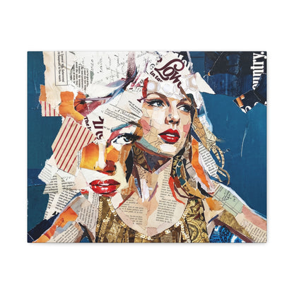 Pop Art Collage Woman Canvas Print — Modern Portrait Wall Art