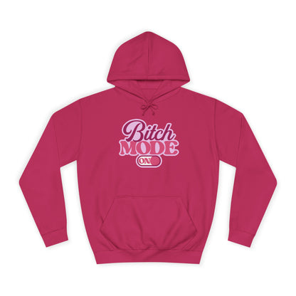 Bitch Mode On Hoodie — Bold Pink Retro Script Graphic Sweatshirt