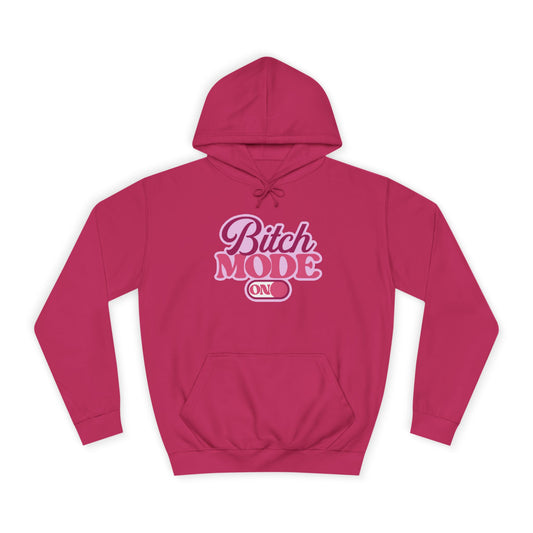 Bitch Mode On Hoodie — Bold Pink Retro Script Graphic Sweatshirt