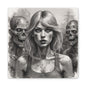 Zombie Apocalypse Canvas Print — Female Survivor Portrait Matte Stretched Art