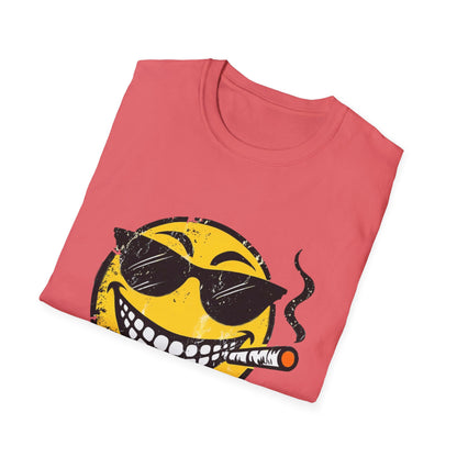 Smokin' Cool Emoji T-Shirt — Retro Grinning Face with Sunglasses & Cigar