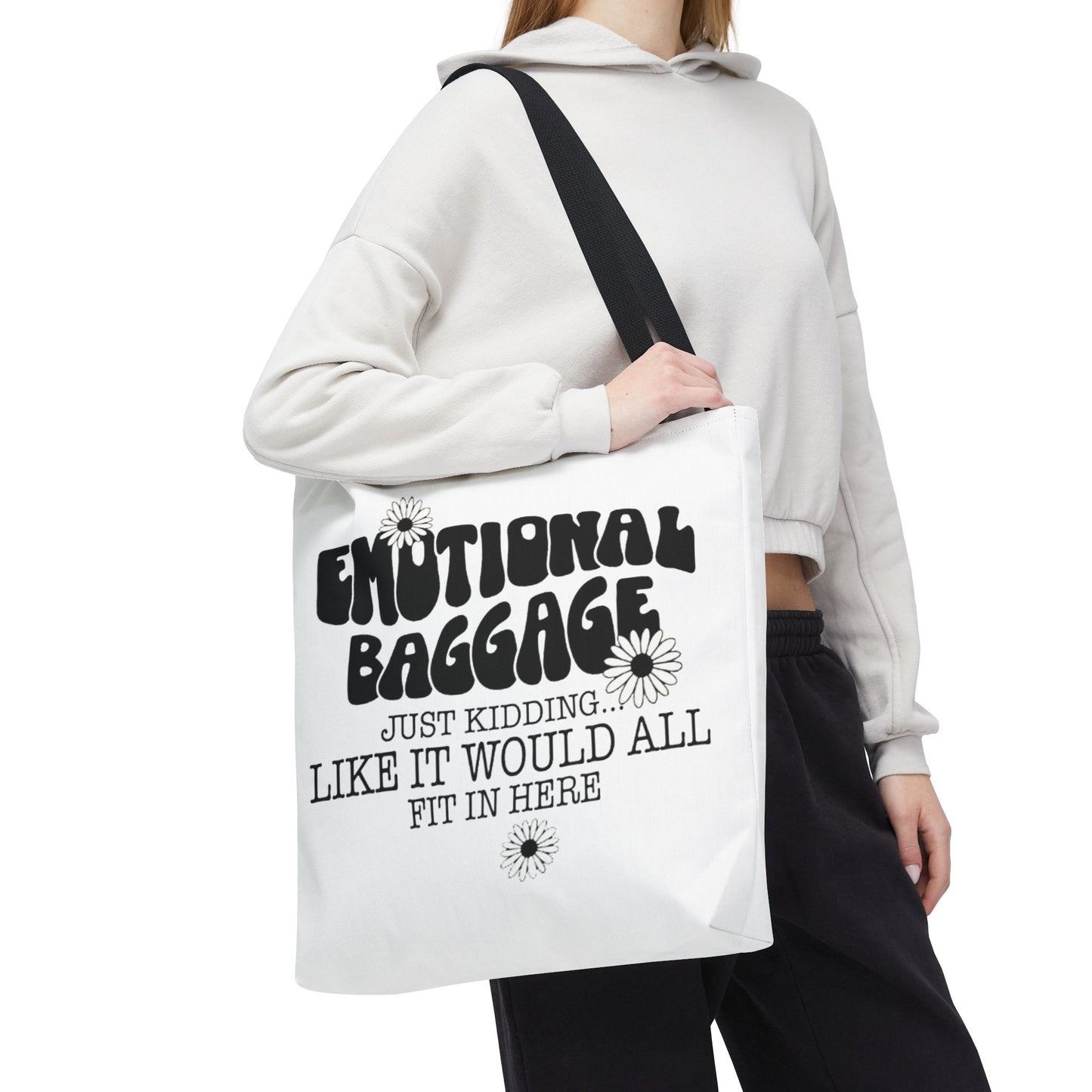 Tote Bag — "Emotional Baggage" Funny Quote Tote with Daisy Vibe