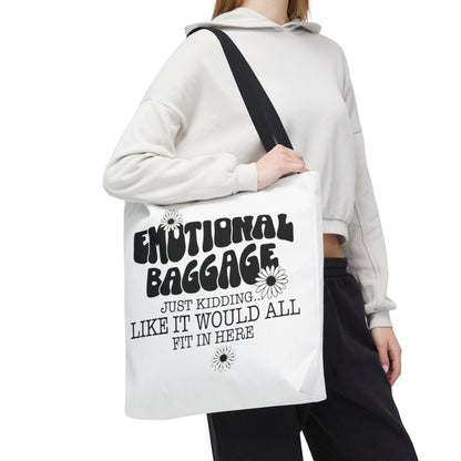 Tote Bag — "Emotional Baggage" Funny Quote Tote with Daisy Vibe