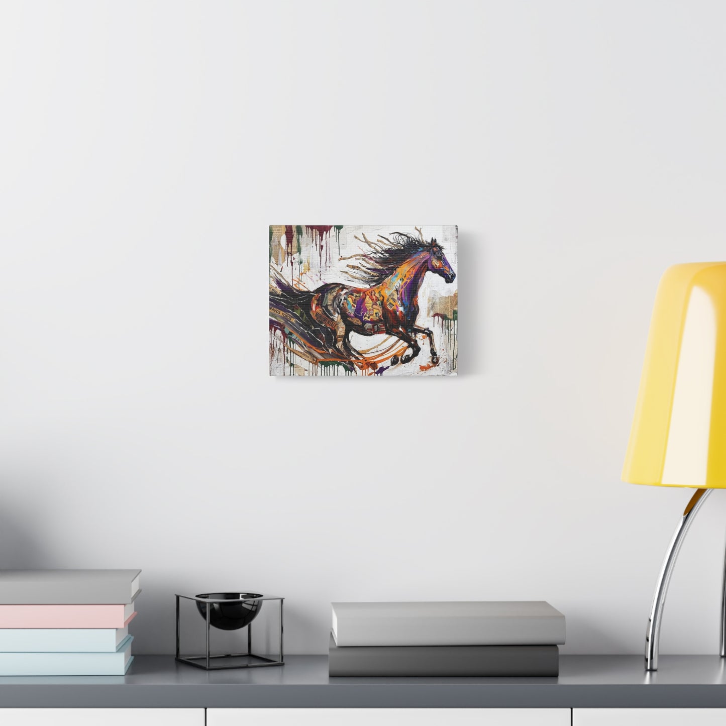 Colorful Galloping Horse Canvas Print — Vibrant Abstract Equestrian Wall Art