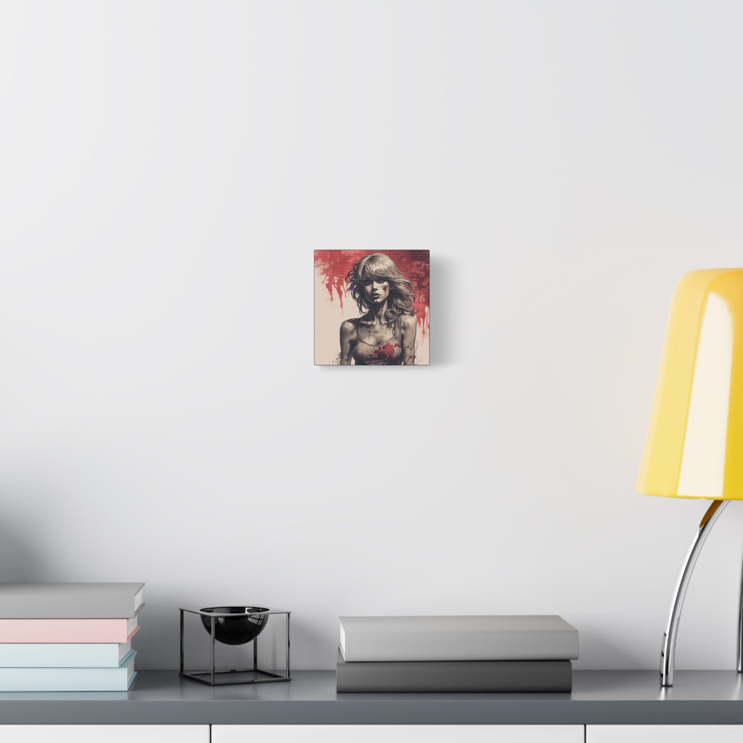 Bloody Swift Matte Canvas Print — Gothic Female Portrait Wall Art, Stretched 1.25"