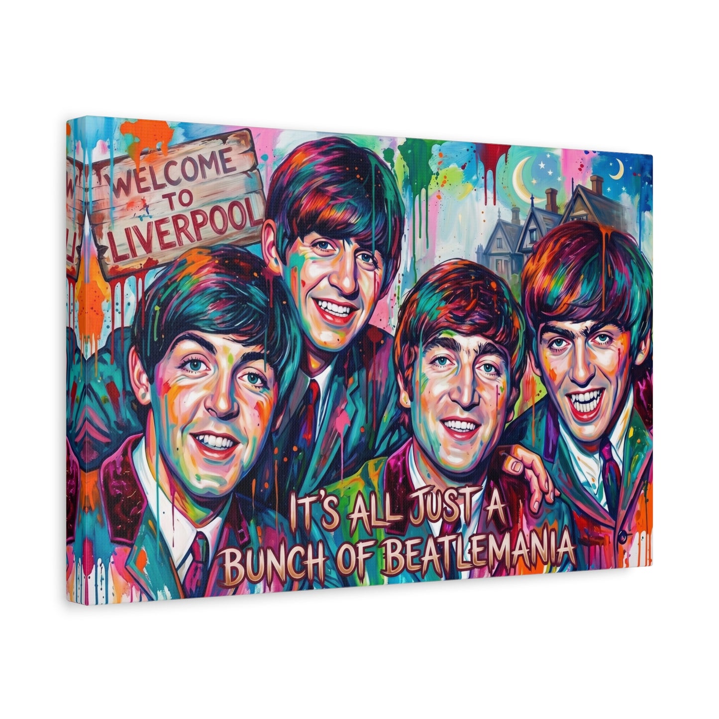 Pop Art Canvas Print - "It's All Just a Bunch of Beatlemania" Matte Stretched Wall Art