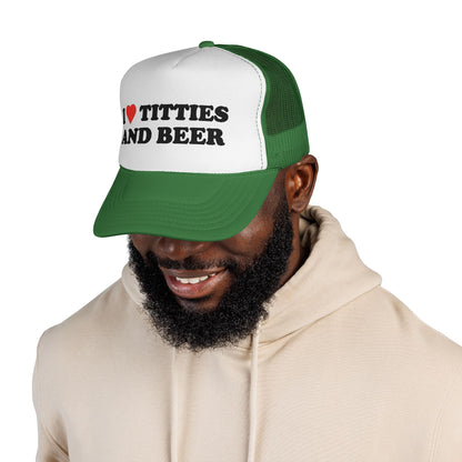 Trucker Hat - "I  Titties and Beer" Funny Novelty Cap