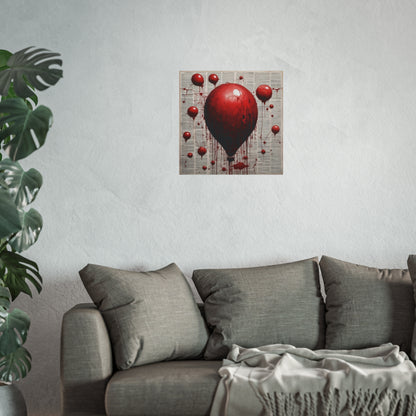 Fine Art Poster — Red Dripping Balloon on Vintage Book Pages