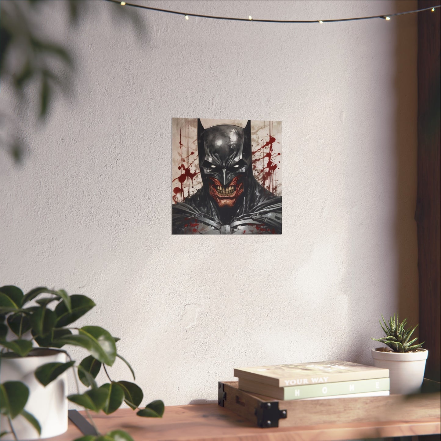 Horror Comic Fine Art Poster Print — Grinning Dark Knight Portrait