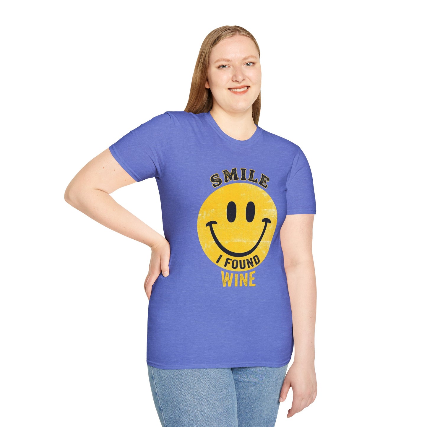 Wine Smile T-Shirt — "Smile I Found Wine" Retro Smiley Tee