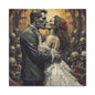 Zombie Bride & Groom Matte Canvas Wall Art — Gothic Wedding Horror Canvas